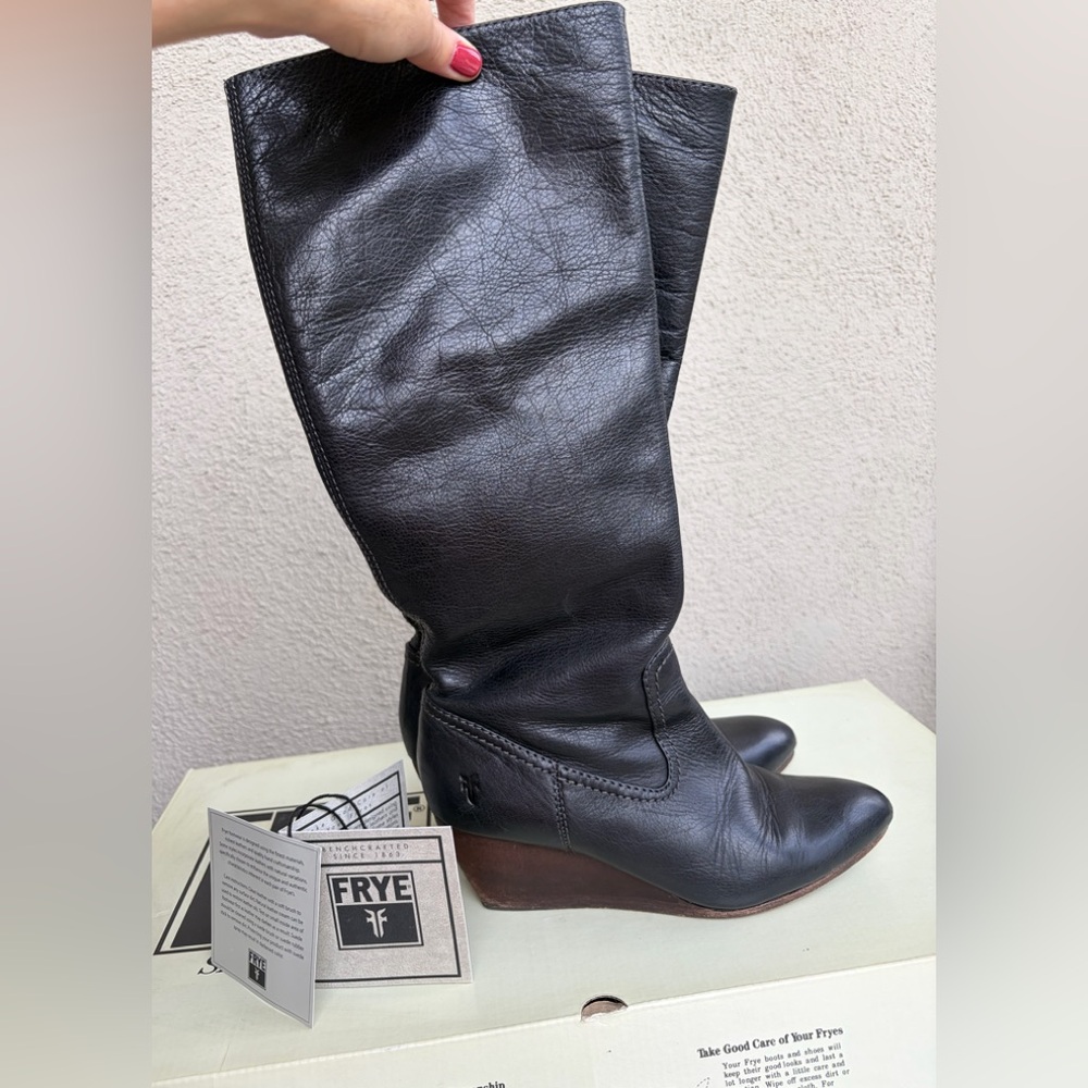 Frye Black Leather Missy Tall Boots 7.0